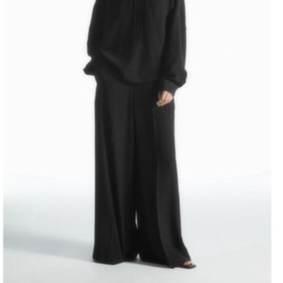 COS Black 100% Silk Wide Leg Trousers - Picture 1 of 10